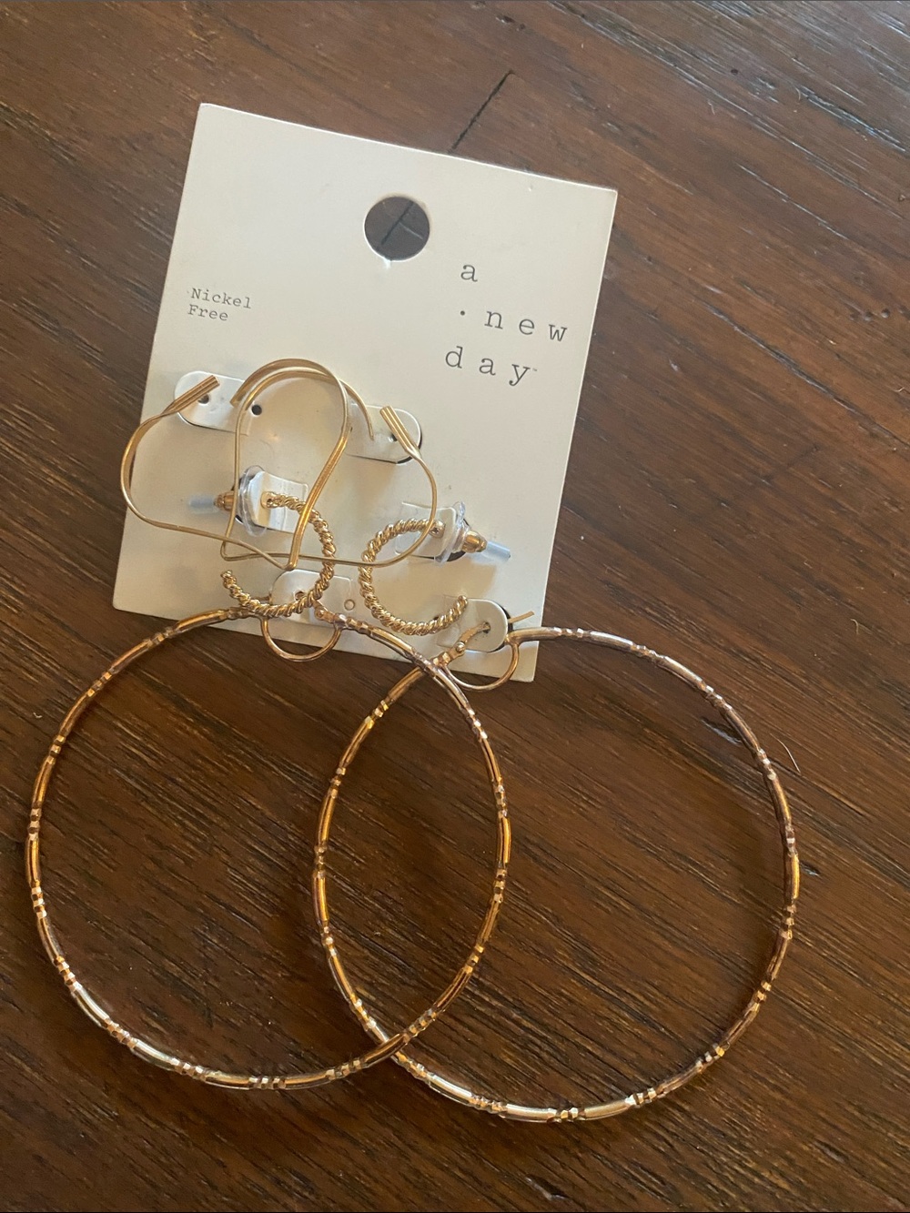 a new day Gold Hoop Earring Set with Textured Accents